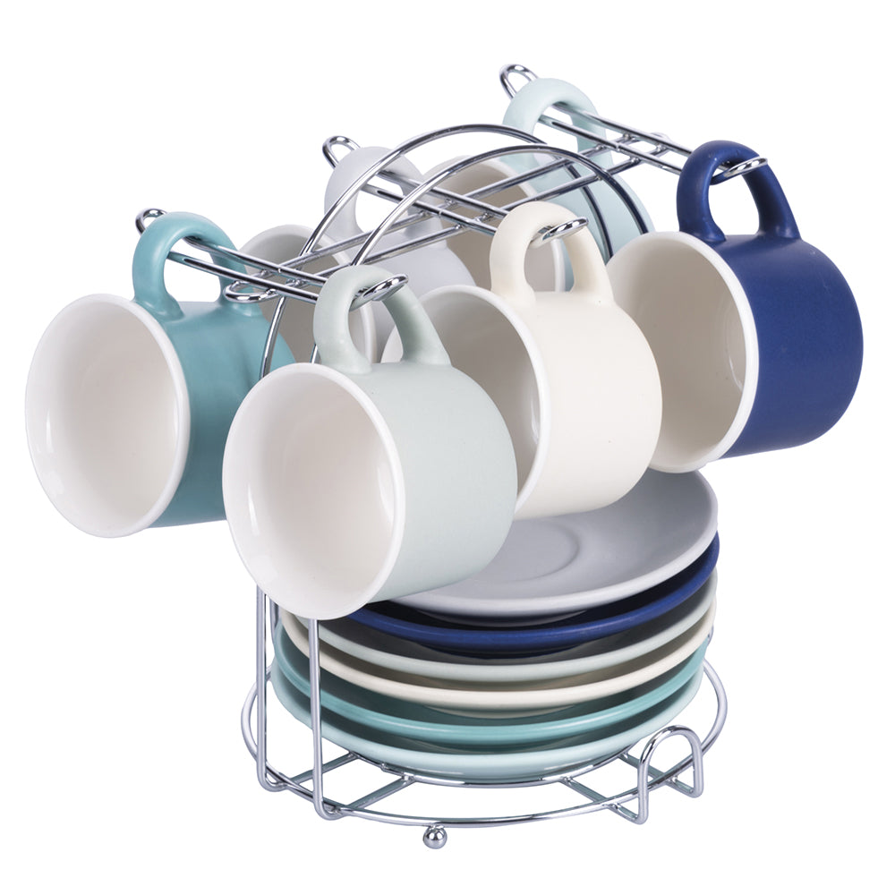 SH OCEAN DAILY SET OF 6 CUPS WITH SAUCERS AND STAN - 5920577