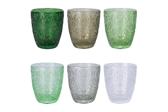 Granada Greenery Set 6 water glasses of glass 300 ml green 5920875