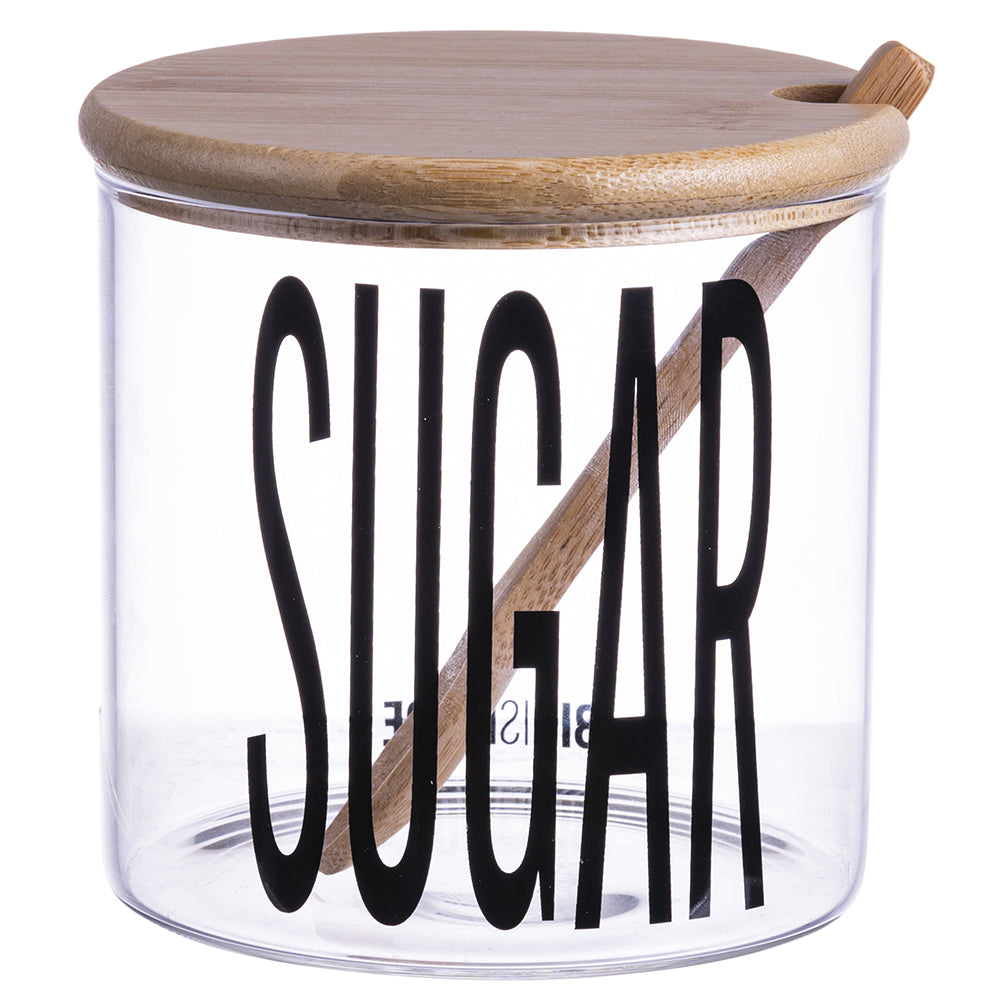 BIGISMORE SUGAR BOWL W SPOON BAMBOO LID - 5920973