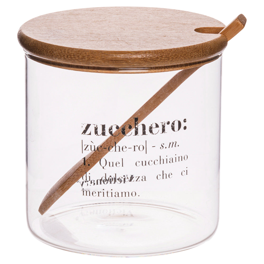 VICTIONARY SUGAR BOWL W SPOON BAMBOO LID - 5920974