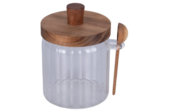 BOROSILICATE AND ACACIA JAR W/SPOON 460ML - 5921303