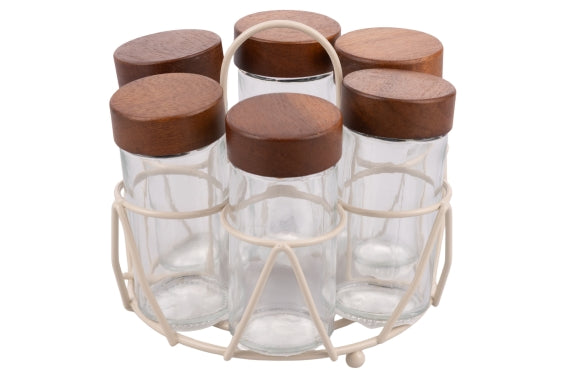 5 TONI SET 6 JARS 90ML GLASS/STAND SAND COLOR - 5921307