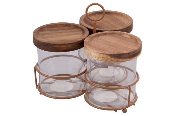 5 TONI SET3 JARS 390ML BOROSILIC/STAND RUST - 5921312