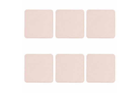 HORECA SET 6 CREAM LEATHER COASTERS 10X10CM - 5921716