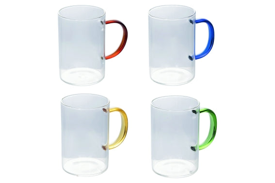 BOROSILICATE MUG W/HANDLE 370ML 4ASS - 5922673