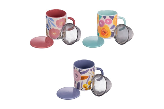 ACQUERELLO INFUSER MUG 325ML SSTEEL FILTER 3ASS - 5923319