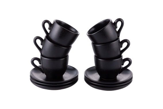 HORECA SET 6 COFFEE CUPS / SAUCER BLACK - 5923365