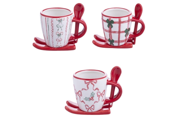 XMAS FIOCCHI COFFEE CUP SLED/SPOON 3 ASS - 5924062