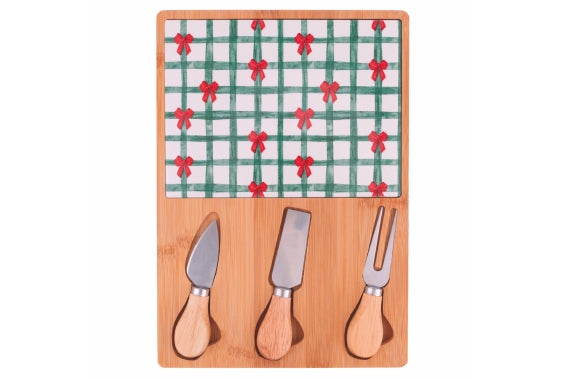 XMAS FIOCCHI CUTTING BOARD 21.5x30.5 AND 3 KNIVES. - 5924199