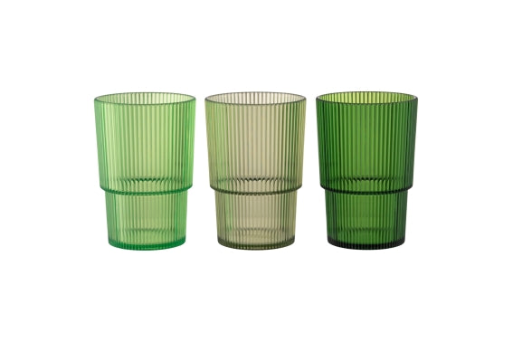 UNICO GLASS PS 420ML SH GREEN 3ASS - 5925004