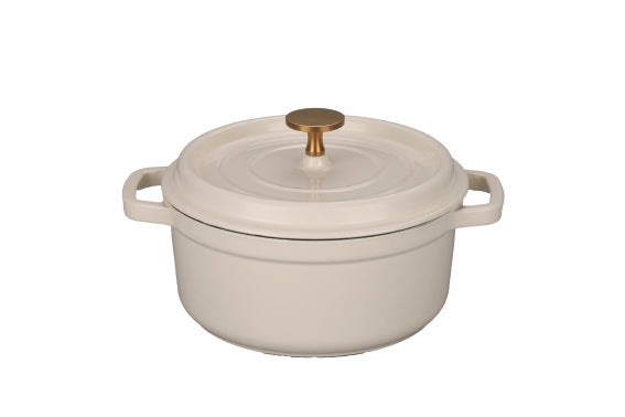 24X10.5CM WHITE CAST IRON CASSEROLE W/LID - 5925011