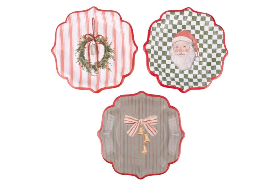 XMAS COTTAGE SET 15 PAPER PLATES 23CM 3ASS - 5927524