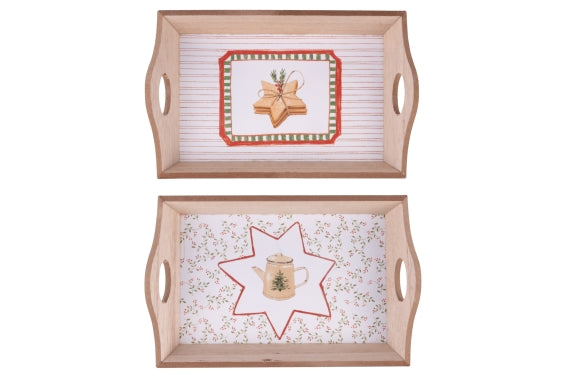 XMAS COTTAGE TRAY 23.5X4.5X13CM 2 ASS - 5927601