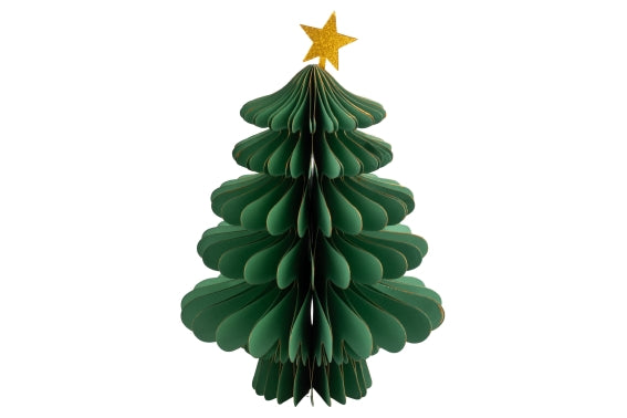 XMAS DEC. PAPER TREE W/STAR 30CM GREEN - 5928155