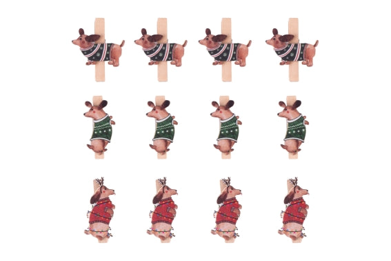 NATALOTTO SET 12 GIFT CLIPS 3 COLORS - 5928590
