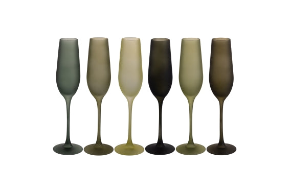 HAPPY HOUR GREENERY SET 6 FLUTE FROSTED 190ML - 5928692