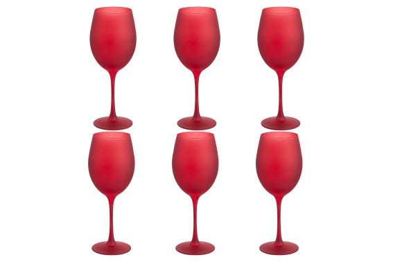 HAPPY HOUR SET 6 RED FROSTED GOBLETS 565ML - 5928700