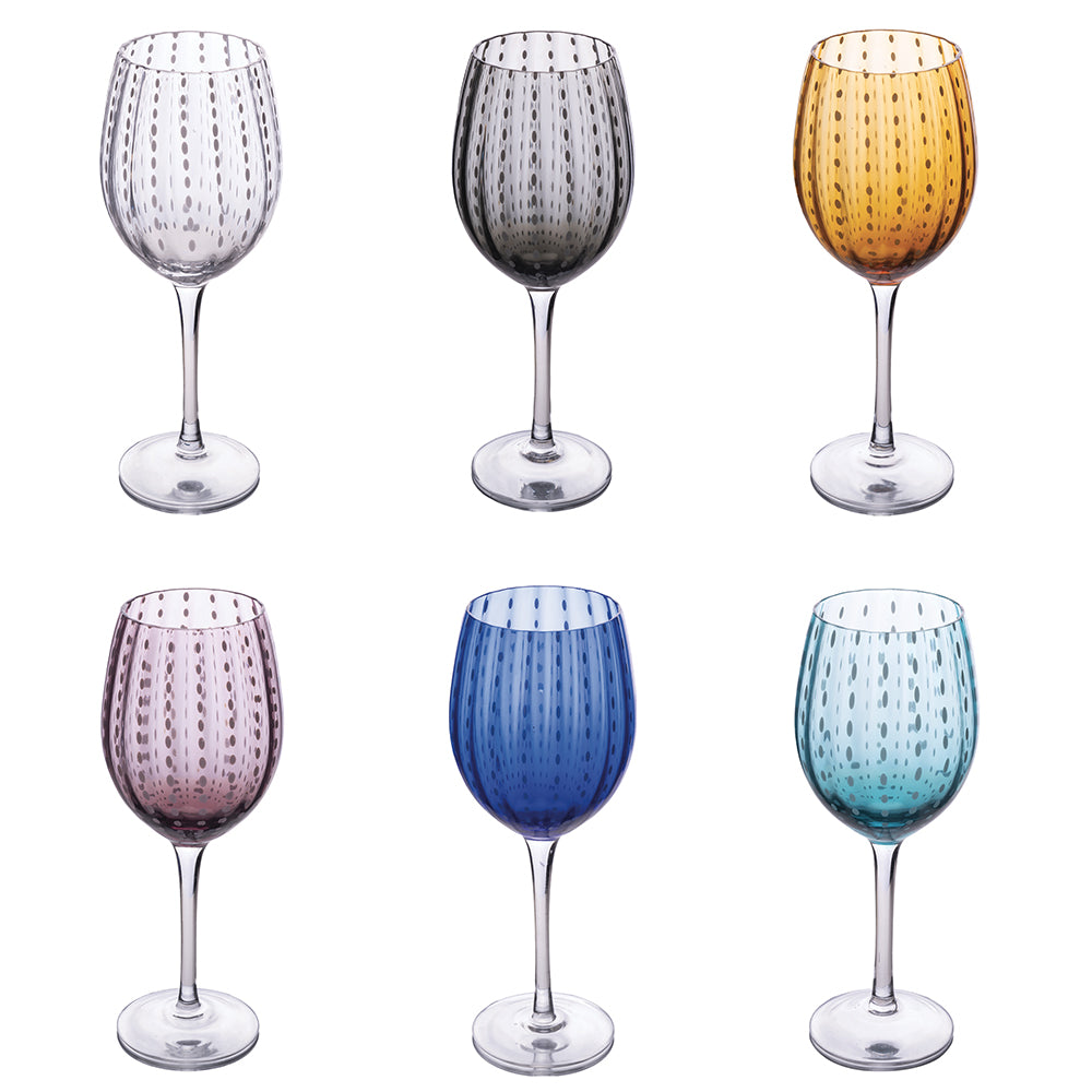Set of 6 300 ml goblets in worked glass, Shiraz