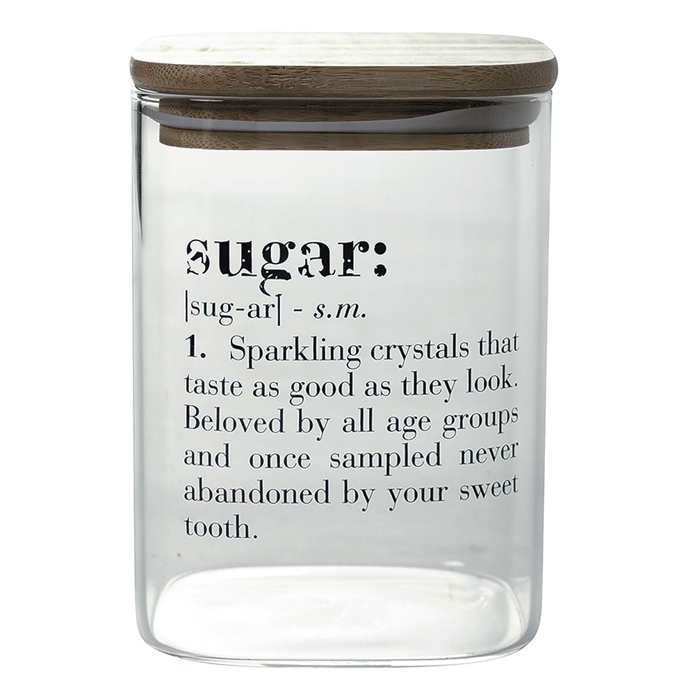 Sugar can 1 l glass, bamboo lid, Victionary English