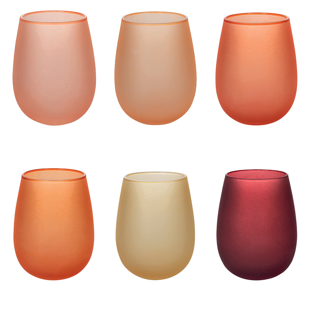 Set of 6 frosted glass water glasses 600 ml, Happy Hour Sunset