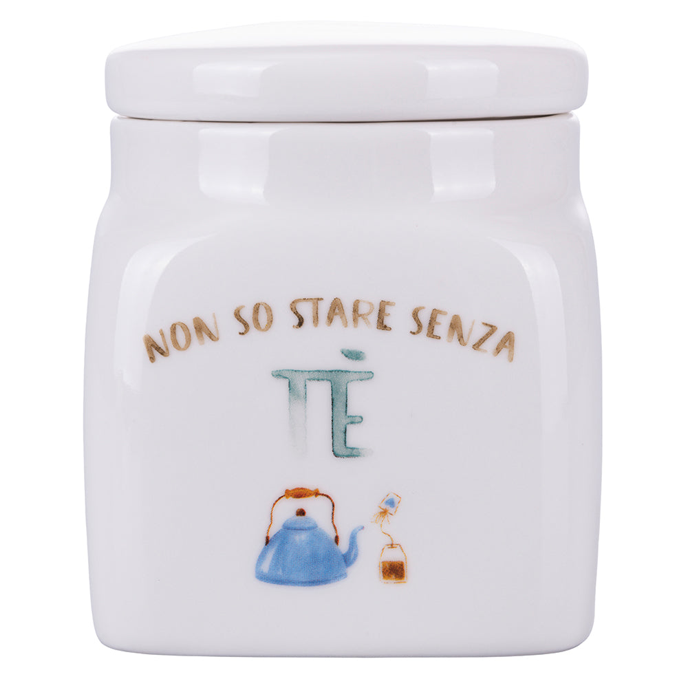 Tea jar 500 ml in new bone China, Le Travisate