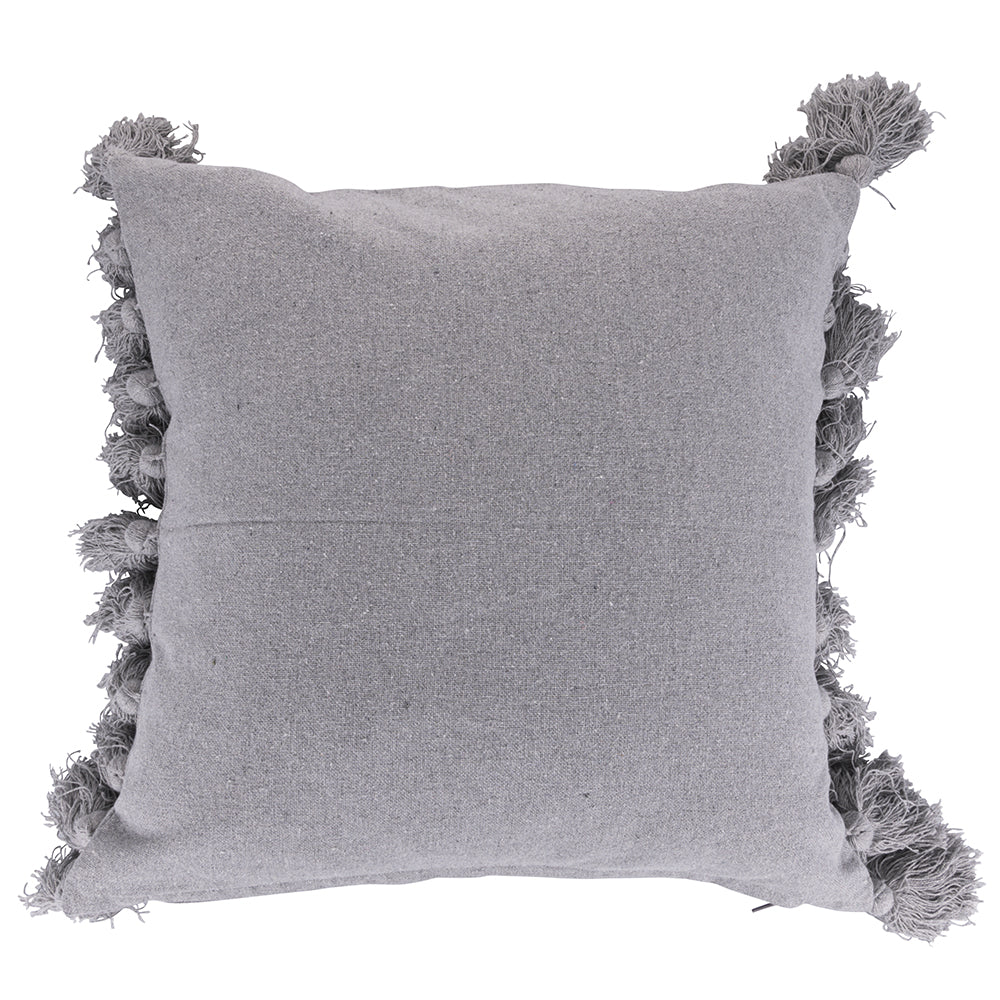Furnishing cushion with side tassels Macramé 44.5x44.5 cm cotton, light grey
