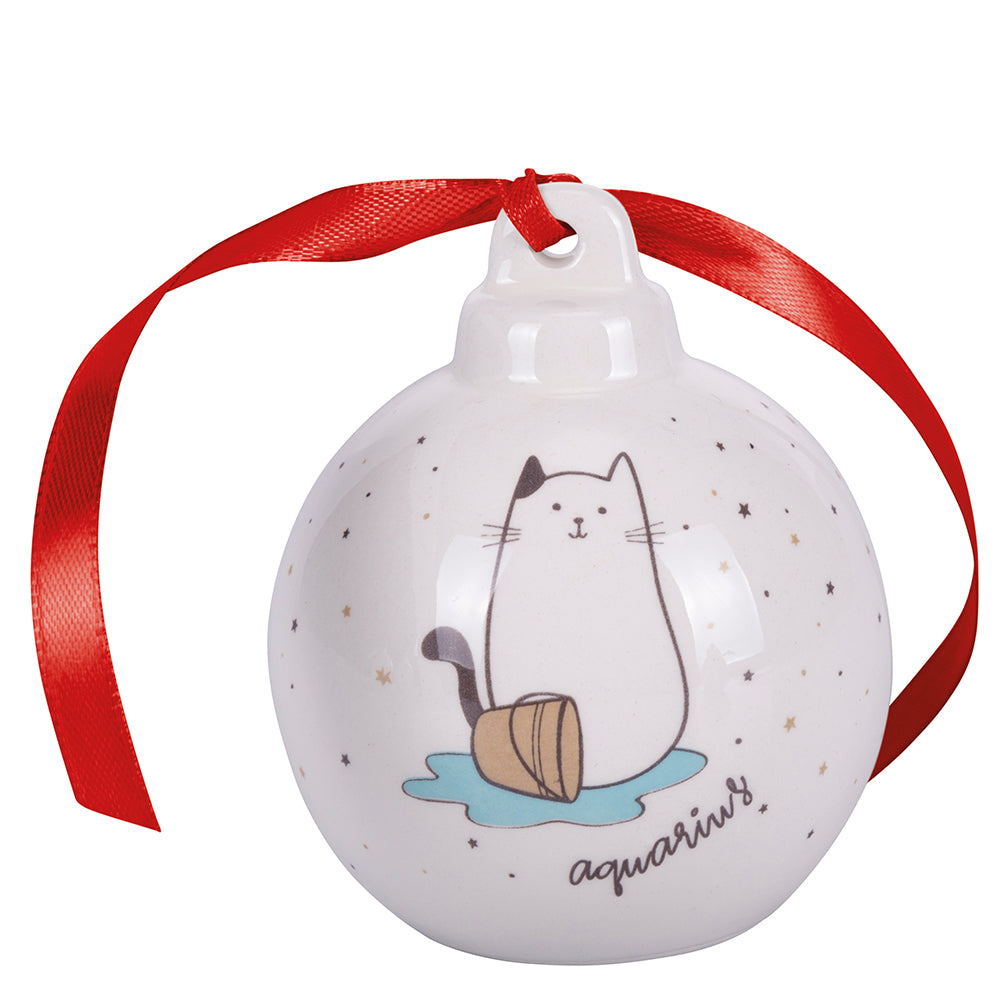 Ceramic Christmas ball, Oroscocats Aquarius