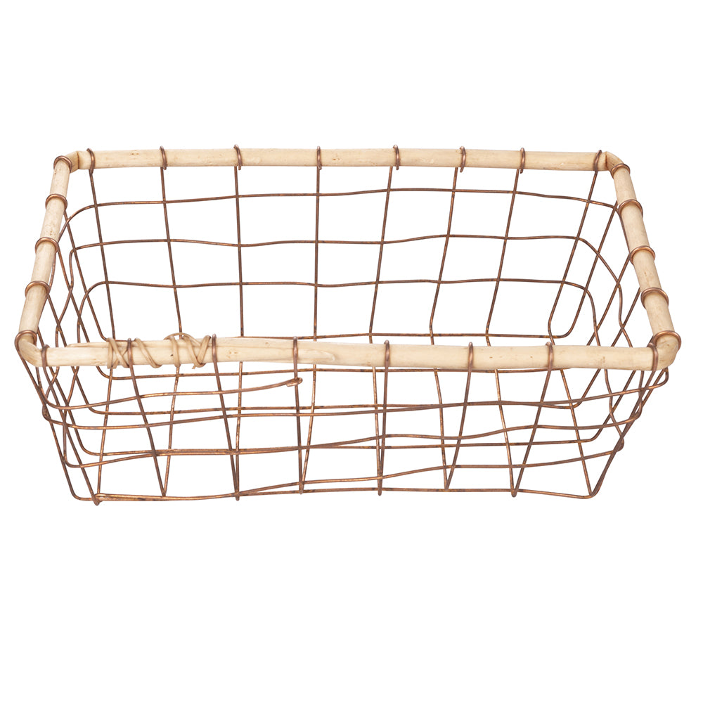 LARGE RECTANGULAR METAL BASKET WITH RIM S - 2188075