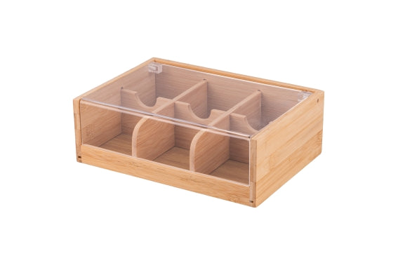 WOODY BAMBOO/ACRYLIC TEA HOLDER 24x17x8 6 SLOTS - 2188464