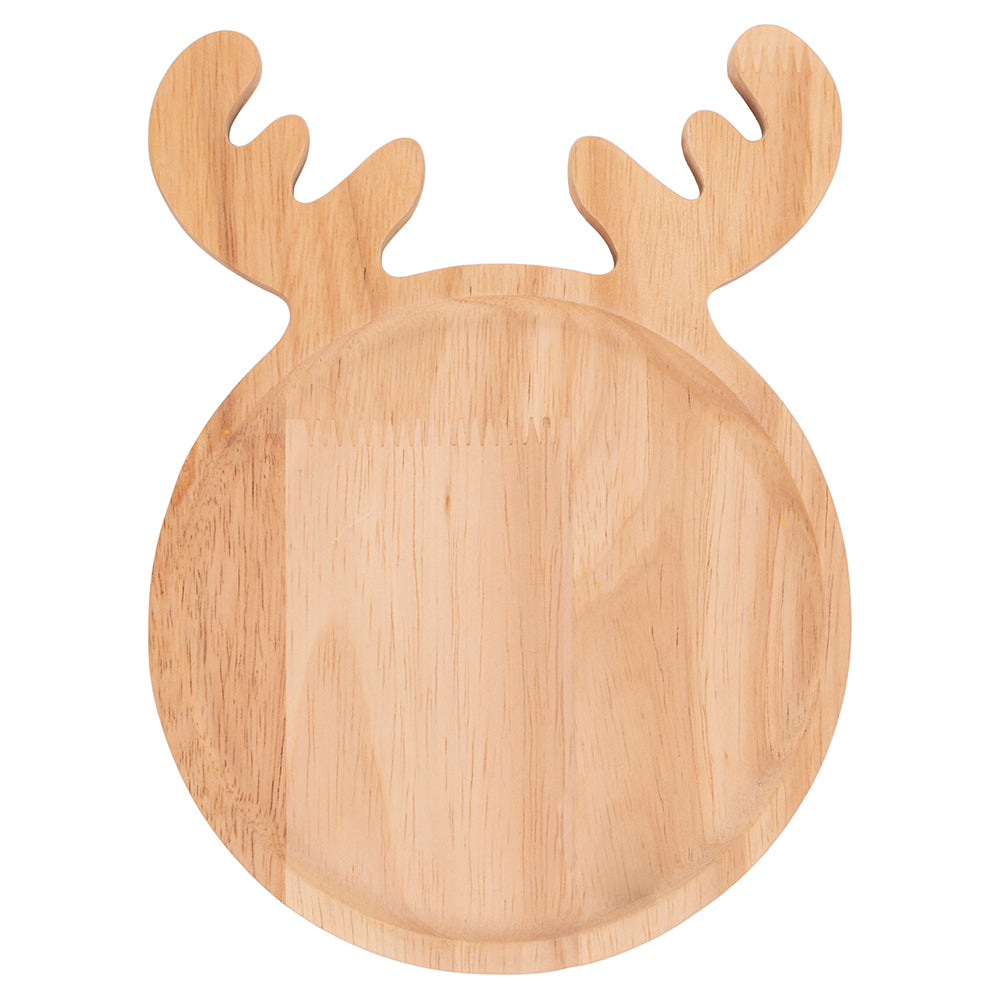 WOODEN ROUND PLATE REINDEER - 2188471