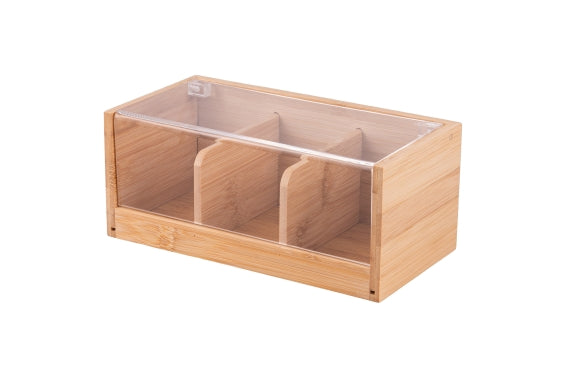 WOODY BAMBU/ACRYLIC TEA HOLDER 23x11.5x9.5 3 SLOTS - 2188475