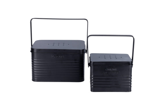 SET 2 PCS BLACK STEEL JARS/ HANDLE - 2188619