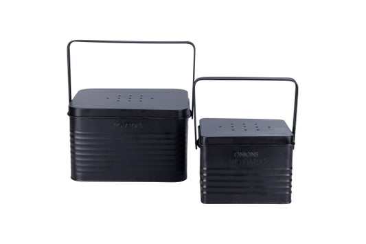 SET 2 PCS BLACK STEEL JARS/ HANDLE - 2188619