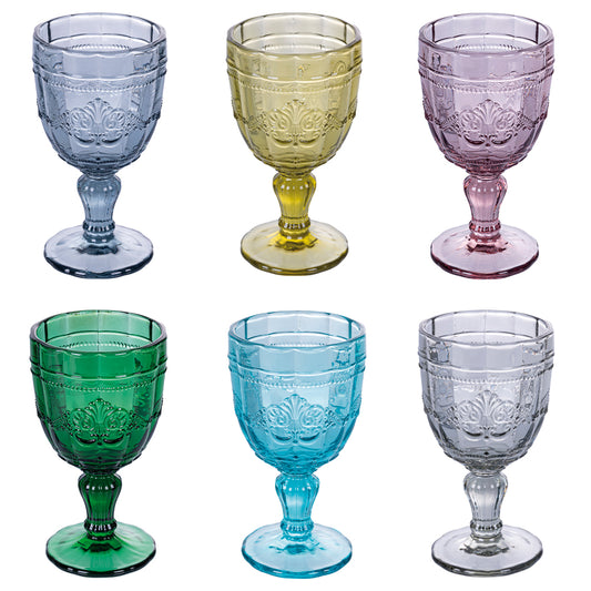 SYRAH SET 6 ASSORTED GLASS WINE GOBLETS - 2191709