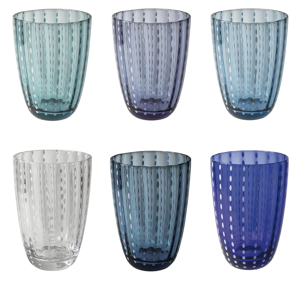 KALAHARI SET OF 6 GLASSES COLD COLOURS OCEAN # - 2195173