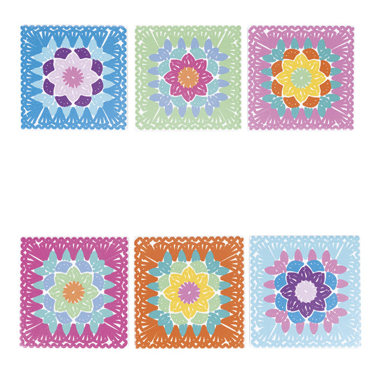 CROCHET SQUARE TILE 11X11CM 6 ASSORTED - 5901285