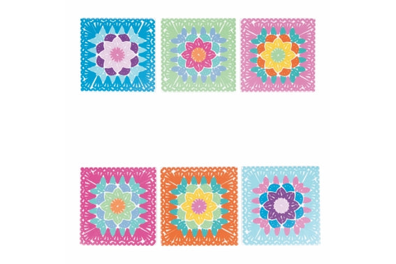 CROCHET SQUARE TILE 20CM 6 ASS. - 5901286