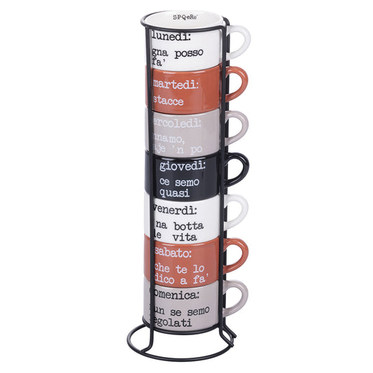 SPQERE WEEK SET 6 STACKABLE COFFEE CUPS W STAND - 5903960