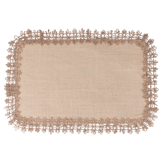 JUTE PLACEMAT RECT.   EMBROIDERED BORDER C - 5911184