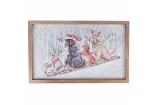 WOODEN CHRISTMAS PAINTING WITH ANIMALS 40CM - 5914336