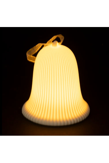 SMALL DECORATIVE BELL STRIPED RELIEF, STRING + LED - 5916459
