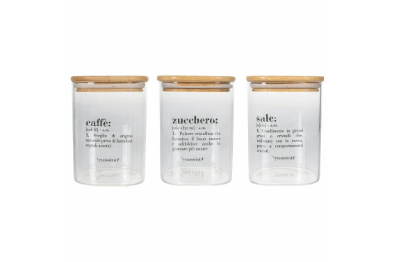 VICTIONARY JAR SET 3 GLASS/BAMBOO ITA 1L - 5916859