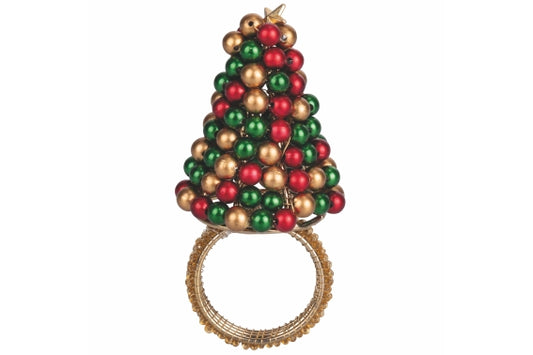 NAPKIN RING TREE GOLD GREEN RED - 5917963