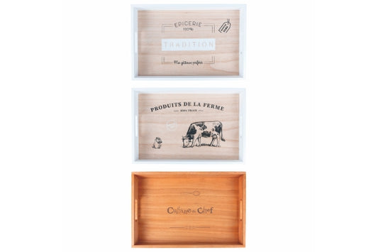 RECTANGULAR TRAY 45X30CM WOOD 3 ASS. - 5918711