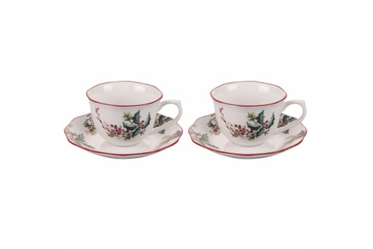 VINTAGE XMAS SET OF 2 CUPS WITH SAUCERS - 5919063