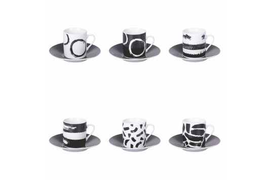 THE BLACK MOOD SET 6PCS CUPS 90ML/ SAUCER - 5920266