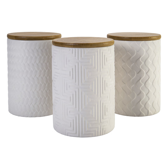 SHADE OF SHAPE GEOMETRIE SET 3 WHITE JARS - 5920562