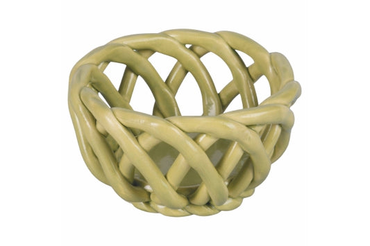 4 TONI SAGE GREEN CERAMIC BASKET B - 5921340
