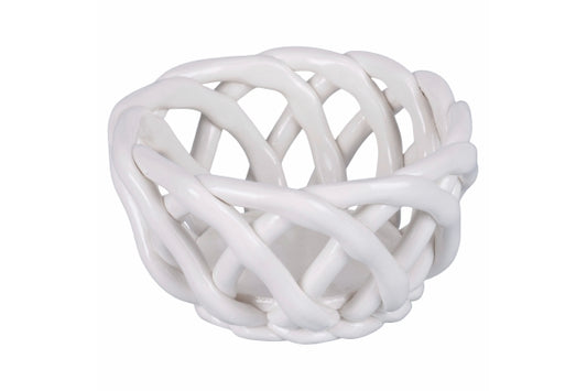 WHITE CERAMIC BASKET B - 5921342