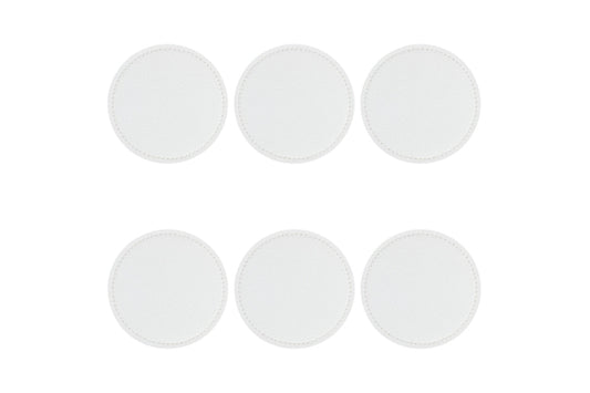 HORECA SET 6 WHITE LEATHER COASTERS D10CM - 5921713